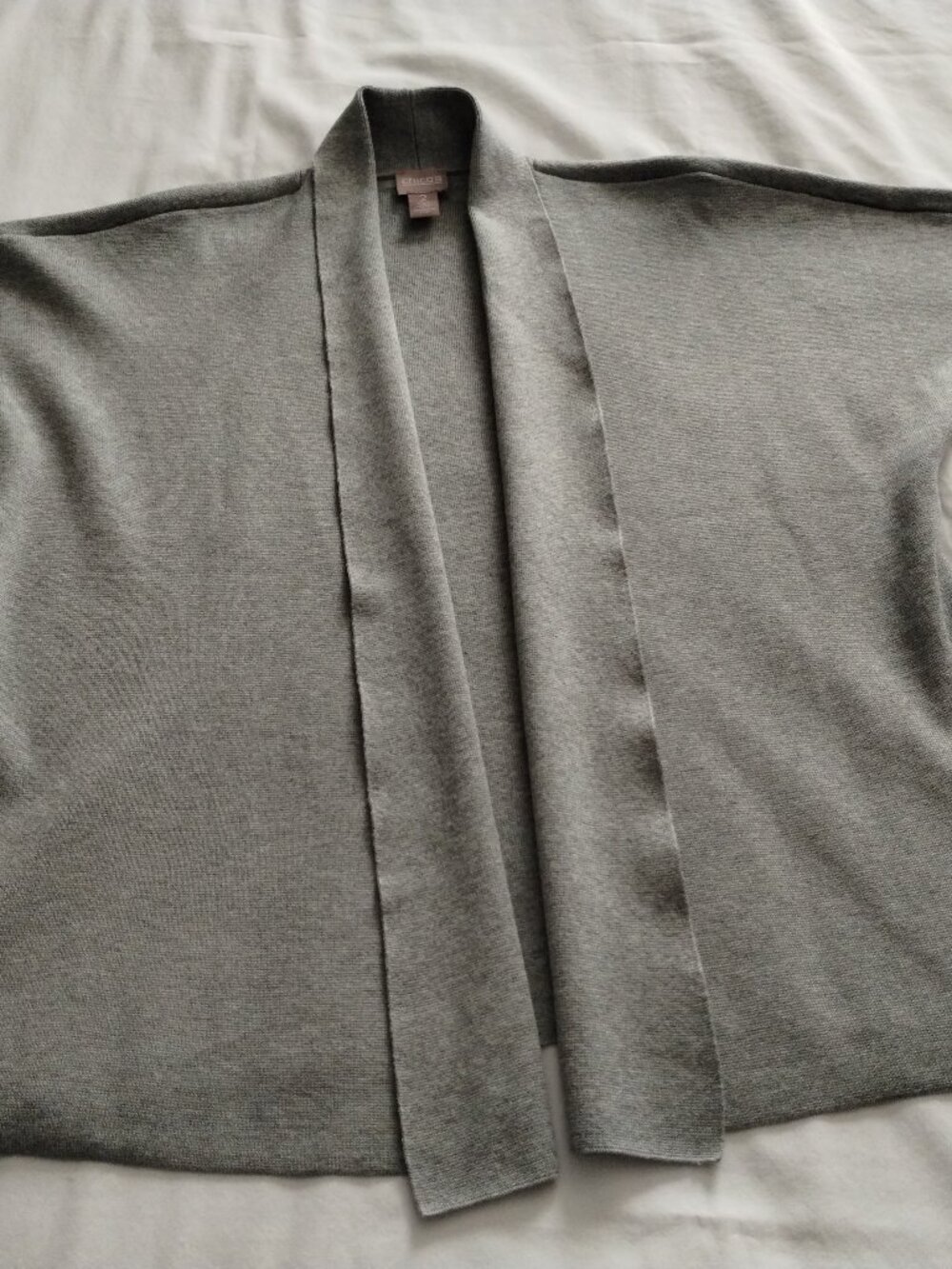 CHICO's Medium-Light Gray Short DOLMAN Sleeve Open CARDIGAN Sweater Sz 2 (L)